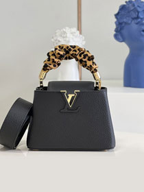 Louis vuitton original calfskin capucines mini handbag M48865 black