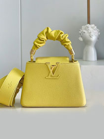 Louis vuitton original calfskin capucines mini handbag M48865 yellow