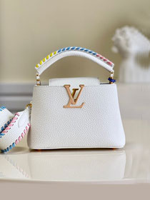 Louis vuitton original calfskin capucines mini handbag M57945 white