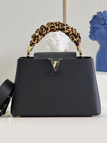 Louis vuitton original calfskin capucines mm handbag M48866 black