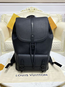 Louis vuitton original calfskin christopher slim backpack M58644 black