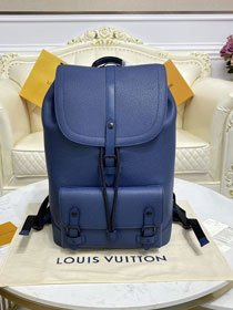 Louis vuitton original calfskin christopher slim backpack M58644 blue