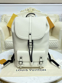 Louis vuitton original calfskin christopher slim backpack M58644 white