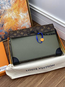 Louis vuitton original calfskin pochette voyage steamer M30583 khaki green
