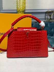 Louis vuitton original crocodile calfskin capucines BB bag M91697 red