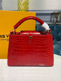 Louis vuitton original crocodile calfskin capucines pm bag M91696 red