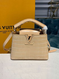 Louis vuitton original crocodile calfskin mini capucines bag M91698 nude