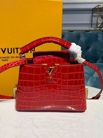 Louis vuitton original crocodile calfskin mini capucines bag M91698 red
