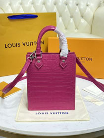 Louis vuitton original crocodile calfskin sac plat M90564 rose red