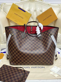Louis vuitton original damier ebene neverfull gm N41357 red