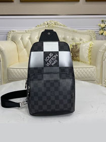 Louis vuitton original damier graphite avenue sling bag N40403 silver