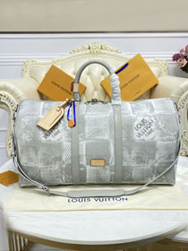 Louis vuitton original damier salt canvas keepall 50 N50069 grey