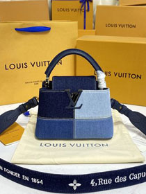 Louis vuitton original denim capucines mini handbag M59268 blue