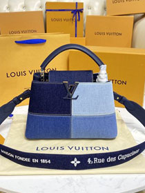 Louis vuitton original denim capucines mini handbag M59269 blue
