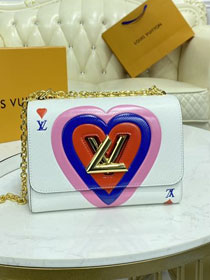 Louis vuitton original epi leather game on twist PM chain bag M57460 white