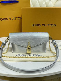Louis vuitton original epi leather padlock strap bag M80819 silver