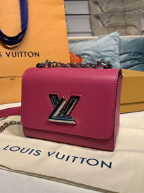 Louis vuitton original epi leather twist mini handbag M56120 rose red