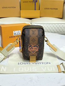 Louis vuitton original monogram canvas flap double phone pouch M81005