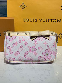 Louis vuitton original monogram canvas pochette M67760 white&pink