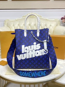 Louis vuitton original monogram carry it tote bag M46112 blue
