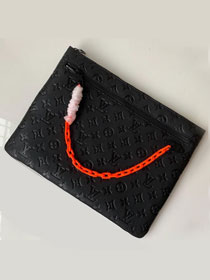 Louis vuitton original monogram empreinte calfskin A4 pouch M67461 black