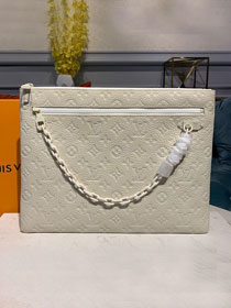 Louis vuitton original monogram empreinte calfskin A4 pouch M67462 white