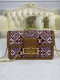Louis vuitton original since 1854 textile dauphine chain wallet M69993 bordeaux