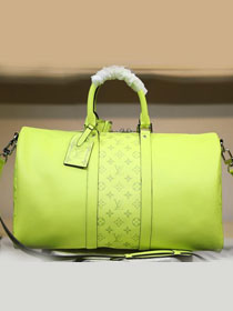 Louis vuitton original taiga leather keepall bandouliere 45 M94416 lemon yellow