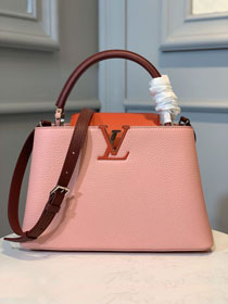 Louis vuitton original taurillon leather capucines pm M42259 pink&bordeaux