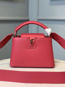 Louis vuitton original taurillon mini capucines bag M56071 rose red