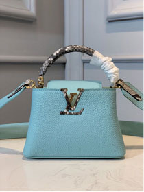 Louis vuitton original taurillon mini capucines bag N96467 sky blue