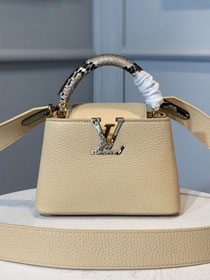 Louis vuitton original taurillon&python mini capucines bag N98477 apricot