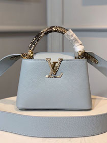 Louis vuitton original taurillon&python mini capucines bag N98477 light blue