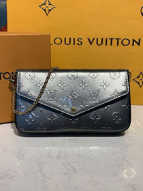 Louis vuitton original vernis leather pochette felicie M68648 silver