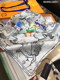 Louis vuitton top quality silk 90 scarf S90324 white