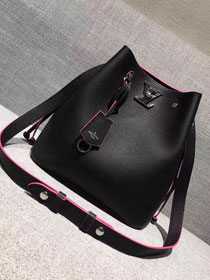 2017 louis vuitton original leather lockme bucket M54677 black