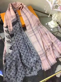 2017 louis vuitton top quality scarf L100 gray&pink