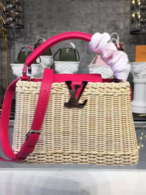2018 louis vuitton original bamboo rattan capucines BB m55009 rose red