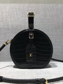 2018 louis vuitton original calfskin crocodile petite boite chapeau m43514 black