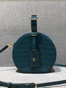 2018 louis vuitton original calfskin crocodile petite boite chapeau m43514 cyan