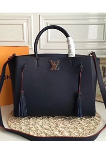 louis vuitton original leather lockmeto lockme handbag M54571 deep blue
