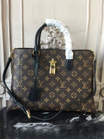 2018 louis vuitton original monogram canvas flower tote bag M43550 black