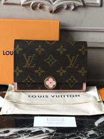 2018 louis vuitton original monogram flore compact wallet M64588 pink