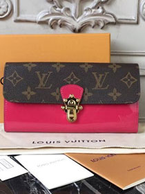 2018 louis vuitton original patent leather cherrywood wallet M61719 rose red