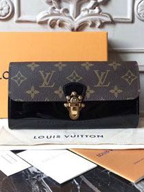 2018 louis vuitton original patent leather cherrywood wallet M62558 black