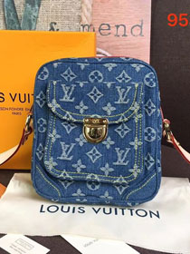 Louis vuitton original denim messenger bag M95348 blue