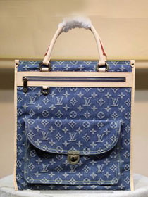 2020 Louis vuitton original denim top handle bag 95018 blue