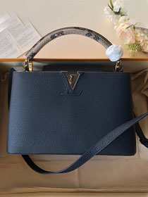 2019 louis vuitton original calfskin capucines pm M51778 navy blue