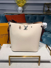 louis vuitton original calfskin lockme bucket M53584 beige