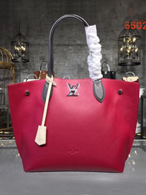 Louis vuitton original calfskin lockme cabas tote m55028 burgundy